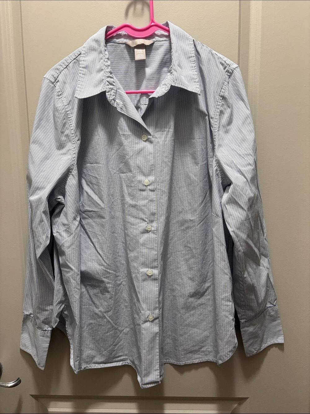 H&M Blue and White Pinstripe Button-Down Shirt